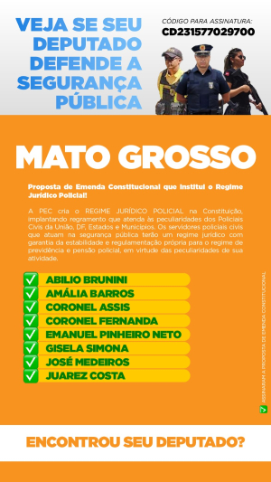 Parlamentares federais do Mato Grosso apoiam a PEC do Regime Jurídico Policial